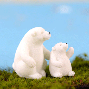 엄마 아기 북극곰 2종 미니어처 동물 피규어 테라리움 젤캔들 디오라마 만들기 재료